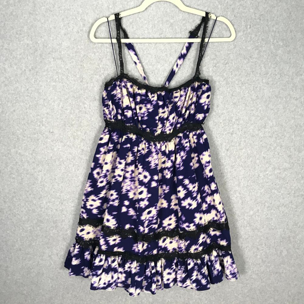 Urban Outfitters Dress Womens Large Purple‎ Lace Ruffle Eliana Strappy Babydoll